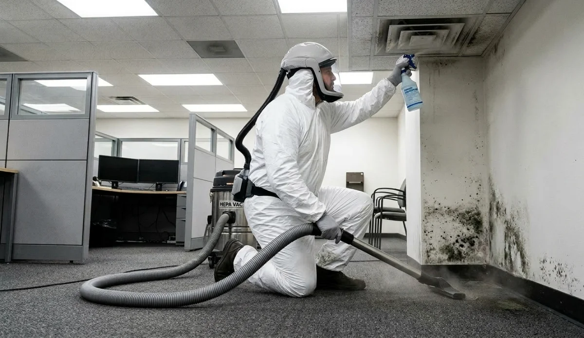 Orthotic technician standing amidst shoe molds in a workshop, showcasing craftsmanship.