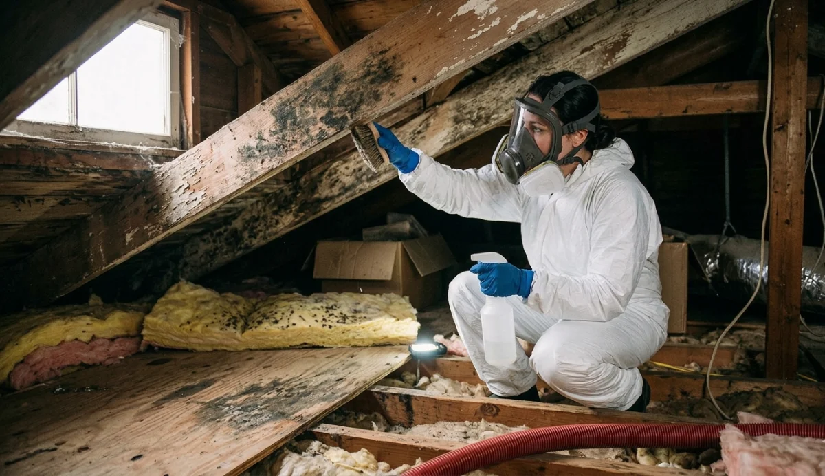 From above of crop anonymous male master sitting at table during creating denture and working with dental impression in modern dental clinic